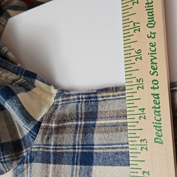 L L Beam Plaid Fannel Button down Shirt sz L Blur Brown Cream Pre-owned - Picture 6 of 7